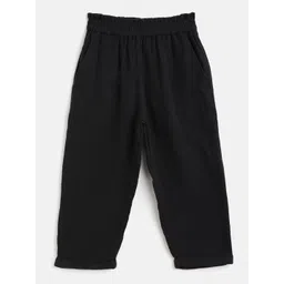 SCOUP Girls Black Cotton Loose Fit Trousers-picture-13
