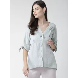 SCOUP Women Blue Embellished High-Low Top-picture-11