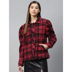 SCOUP Women Red & Black Checked Tailored Jacket-picture-11