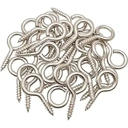 Screw Cup Hooks, 1-inch Length, 3mm Diameter, Silver Metal, Pack of 25, Multi-Purpose-picture-18