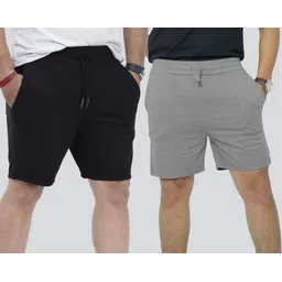 scrott fitness Pack of 2 Solid Men Black, Grey Basic Shorts-picture-27