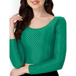 SCUBE DESIGNS Woven Design Round Nek Three-Quarter Sleeves Saree Blouse image 2