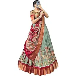 sd collection Dola Silk Lehenga Choli With Dupatta For Women With Jacquard Border, Print Zari Border Lehenga Choli-picture-41