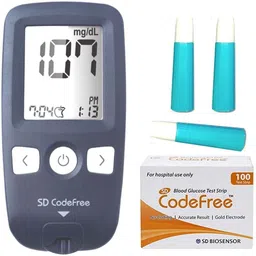 sd Codefree Blood Glucose testing monitor machine with 100 Strips & Safety Lancet - Glucometer-picture-35