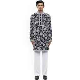 SDS By Kushal Shah Men Floral Embroidered Kurta with Trousers-picture-10