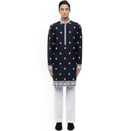 SDS By Kushal Shah Men Floral Embroidered Kurta with Trousers image 1