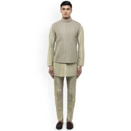 SDS By Kushal Shah Men Striped Printed Kurta with Trousers & Nehru Jacket-picture-35