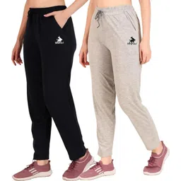seaprint Pack of 2 Women Solid Dark Blue, Grey Track Pants-picture-34