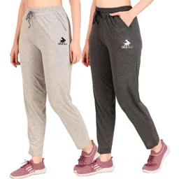 seaprint Pack of 2 Women Solid Grey, Grey Track Pants-picture-10