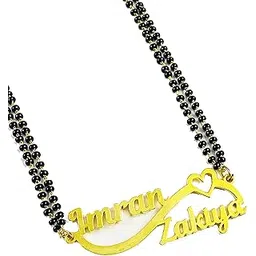seasons kreation Personalized Couple Name Mangalsutra Gold plated Mangalsutra Name pendant Customized Jewelry Gifts for Women Wife with Chain Set of 1 (Couple name Infinity)-picture-29