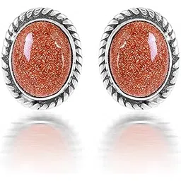 sechi 925 Sterling Silver Brown Sunstone Stud Earring For Women & Girls | Sunrise Stud brown Earring | With Certificate of Authenticity and 925 stamp | 6 month Warranty-picture-46