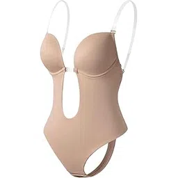 secret desire Women Backless Bodysuit Deep V Neck Body Shaper for Wedding Skin Color (S)-picture-12