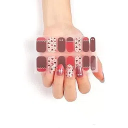 Secret Lives Nail Sticker Set - Brown & Red Color with Multiple Hearts Quick & Easy Salon-Quality Manicures! Includes a Nail File, prep pad, & Cuticle Stick.-picture-17