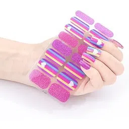 Secret Lives Nail Sticker Set - Pink Color with Glitter & White Flower Design Quick & Easy Salon-Quality Manicures! Includes a Nail File, prep pad, & Cuticle Stick.-picture-21