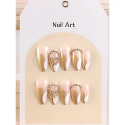 Secret Lives 24-Pcs Translucent Glossy With 3D Studs & Curve Design Nail Art-picture-30