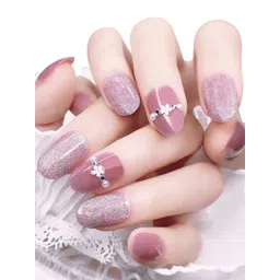 Secret Lives 24 Pieces Cat's Eye With 3D Pearl Flower Fake Nails-picture-31