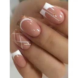 Secret Lives 24 Pieces French Golden & Check Nail Extensions-picture-20
