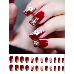 Secret Lives 24 Pieces Glossy Fake Nails With 3D Flower & Glitter-picture-28