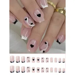 Secret Lives 24 Pieces of Black Love Nail Tips - Nude & Black-picture-12