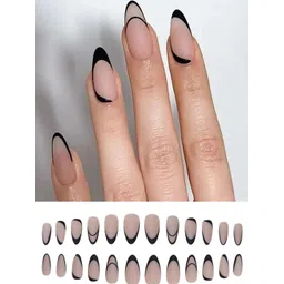 Secret Lives 24 Pieces of Matte Translucent Annie French Nail Tips - Nude & Black-picture-13
