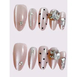 Secret Lives Set Of 24 Reusable Stick On Artificial Nails - Alomed Diamond Catseye-picture-14