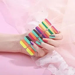 Secret Lives® Nail Wraps Sticker Set -Green Orange Blue Black Pink Lemon Color Quick & Easy Salon-Quality Manicures! Includes: Nail File, prep pad, & Cuticle Stick.-picture-13