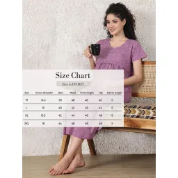 secret wish Printed Hosiery Maternity Nighty | Nursing Nightwear | Easy For Breastfeeding | Pregnancy Night Gown | Pre and Post Pregnancy | Calf Length | Round Neck | Half-Sleeves image 5