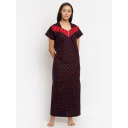 Secret Wish Black Printed Maxi Nightdress-picture-29