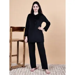 Secret Wish Black Velvet Solid Night Suit-picture-28