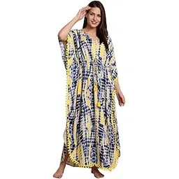 secret wish Blue & Yellow Tie & Dye Kaftan-picture-52