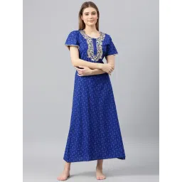 Secret Wish Blue Embroidered Nighty-picture-34