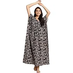 secret wish Cotton Kaftan Nighty/Free Size/Batik Print/Drawstring/Nightdress/Nightwear/Full Length-picture-17