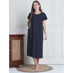 Secret Wish Dark Blue Regular Fit Printed Nighty-picture-47