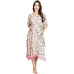 secret wish Floral Light Pink Maternity Kaftan-picture-24