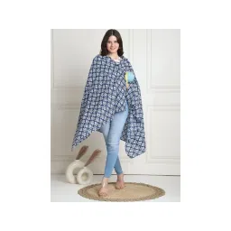 Secret Wish Floral Print Blue Cotton Nursing Cover-picture-22