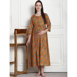 Secret Wish Floral Print Cotton Maternity Nightdress-picture-20