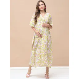 Secret Wish Floral Print Maternity Kaftan Midi Dress-image-38