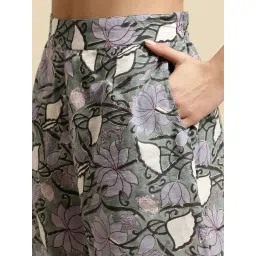Secret Wish Green & Light Purple Floral Print Shirt With Shorts image 5
