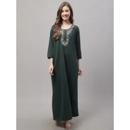 Secret Wish Green Embroidered Nighty-image-13