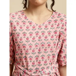 Secret Wish Handblock Floral Printed Pure Cotton Night Suit image 2