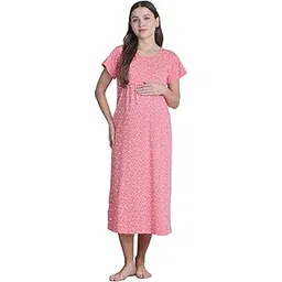 secret wish Hosiery Printed Maternity Nighty/Maxi Nighty/Free Size/Feeding/Nursing/Zipper/Tie-Up Belt-picture-23