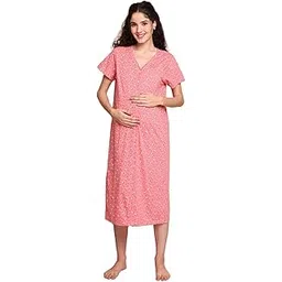 secret wish Hosiery Zipless Maternity Nighty| Nursing Nightwear | Easy For Breastfeeding | Pregnancy Night Gown | Pre and Post Pregnancy | Calf Length | Round Neck | Half-Sleeves-picture-56