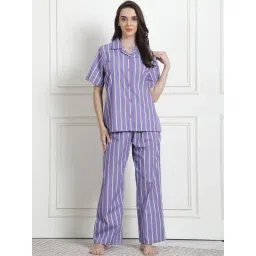 Secret Wish Lilac Striped Shirt With Pyjama-picture-38