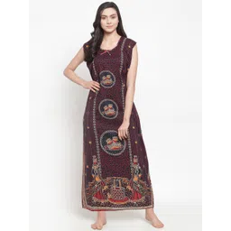 Secret Wish Maroon & Black Printed Nightdress-picture-31