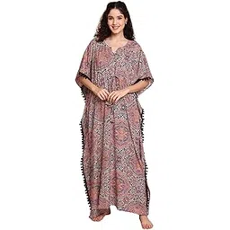 secret wish Multi-Coloured Abstract Rayon Kaftan/Free Size/Printed/Drawstring/Nightdress/Nightwear/Full Length-picture-52