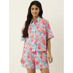 Secret Wish Multicolored Printed Shirt Shorts Set-picture-14