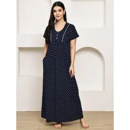 Secret Wish Navy Blue Floral Nighty-picture-12