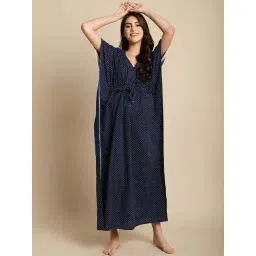 Secret Wish Navy Blue Printed Kaftan-image-49