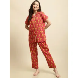 Secret Wish Pink Floral Print Shirt With Pyjamas-picture-12