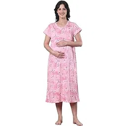 secret wish Printed Hosiery Maternity Nighty/Maxi NightyFeeding/Nursing/Zipper-picture-22